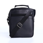 Сумка кросс-боди мужская на молнии, 4 наружных кармана, с ручкой, длинный ремень, 15×8.5×19 см, чёрная - Фото 4