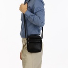 Сумка кросс-боди мужская на молнии, 4 наружных кармана, с ручкой, длинный ремень, 15×8.5×19 см, чёрная - Фото 6