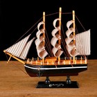 Корабль сувенирный малый «Илия», борта чёрные, паруса бежевые с полосами, 5,5×23,5×23,5 см - фото 8340187