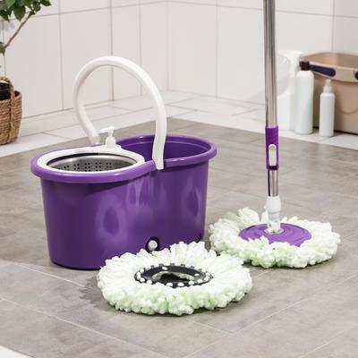 Швабра с отжимом и ведро с металлической центрифугой, 14 л, запасная насадка из микрофибры, дозатор, колёсики, цвет МИКС