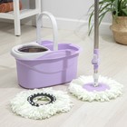 Швабра с отжимом и ведро с металлической центрифугой, 14 л, запасная насадка из микрофибры, цвет МИКС - Фото 1