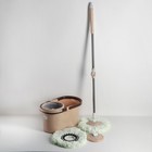 Швабра с отжимом и ведро с пластиковой центрифугой 16 л, запасная насадка из микрофибры, цвет МИКС - Фото 2