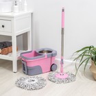 Набор для уборки: ведро на колёсиках с металлической центрифугой 14 л, швабра, запасная насадка из микрофибры, цвет МИКС - Фото 13