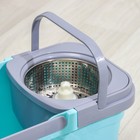 Набор для уборки: ведро на колёсиках с металлической центрифугой 14 л, швабра, запасная насадка из микрофибры, цвет МИКС - Фото 5