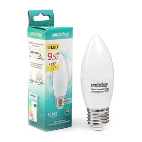 Лампа светодиодная Smartbuy, E27, C37, 9.5 Вт, 3000 К, теплый белый свет