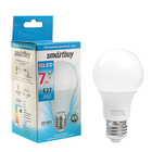 Лампа светодиодная Smartbuy, E27, А60, 7 Вт, 6000 К, холодный белый свет - фото 318106414