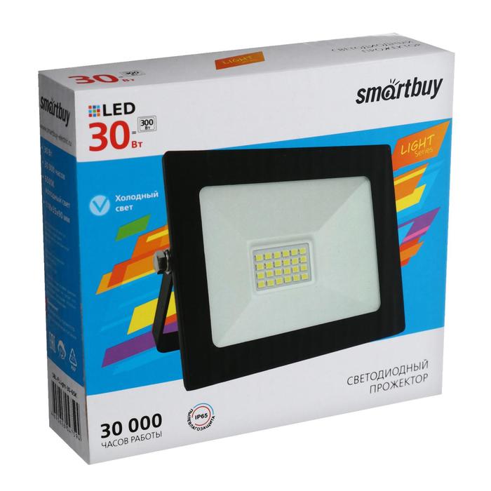 Прожектор светодиодный Smartbuy FL SMD LIGHT, 30 Вт, 6500 К, 2400 Лм, IP65, 118х35х90 мм - фото 1884867947
