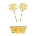 Набор для украшения кексов «Золото», набор 12 формочек, 12 шпажек - Фото 2