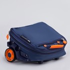 Сумка складная на колесах, 1 отдел на молнии, 2 наружных кармана, с расширением, цвет синий/апельсиновый - Фото 7