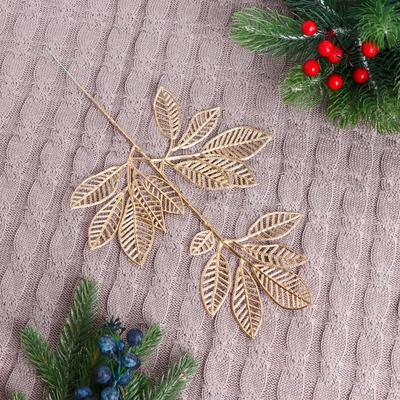 Декор блеск «Веточка лиственного дерева», 20×40 см, МИКС (золото, серебро)