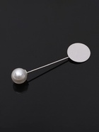 Основа «Брошь-игла» с бусиной d=1 см (набор 5 шт.), L=5 см, площадка 1.5 см, цвет серебро - Фото 1