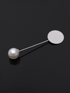 Основа «Брошь-игла» с бусиной d=1 см (набор 5 шт.), L=5 см, площадка 1.5 см, цвет серебро - Фото 1