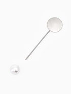 Основа «Брошь-игла» с бусиной d=1 см (набор 5 шт.), L=5 см, площадка 1.5 см, цвет серебро - Фото 3