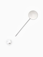 Основа «Брошь-игла» с бусиной d=1 см (набор 5 шт.), L=5 см, площадка 1.5 см, цвет серебро - Фото 4