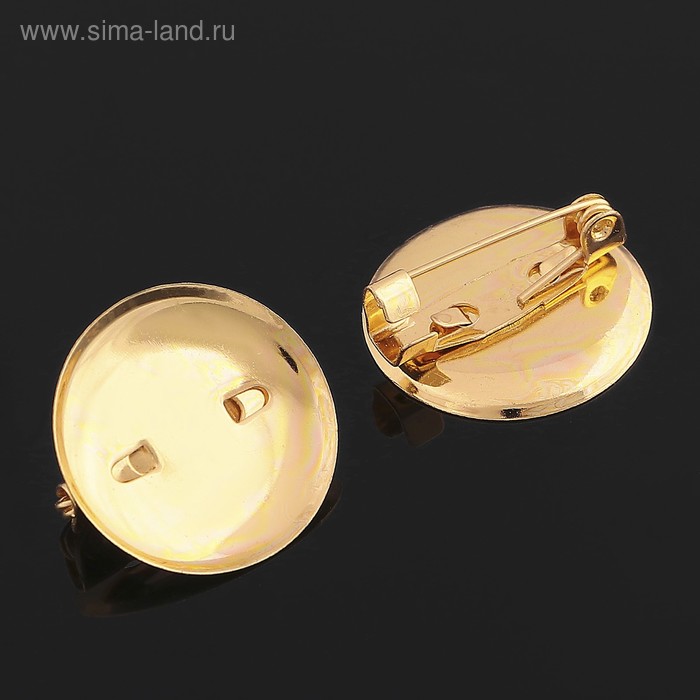 Основа для броши с круглым основанием СМ-367, (набор 5шт) 20 мм, цвет золото - Фото 1