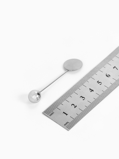 Основа для булавки с шариком d=1 см (набор 5 шт.), L=5 см, площадка 1.5 см, цвет серебро