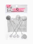 Основа «Брошь-игла» с шариком d=1 см (набор 5 шт.), L=7 см, площадка 1.5 см, цвет серебро - Фото 4