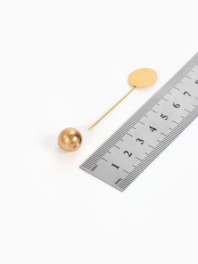 Основа «Брошь-игла» с шариком d=1.2 см (набор 5 шт.), L=5 см, площадка 1.5 см, цвет золото