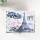 Шкатулка дерево "Эйфелева башня и пионы" 12х16х12 см - фото 20847436