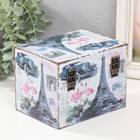 Шкатулка дерево "Эйфелева башня и пионы" 12х16х12 см - фото 20847437