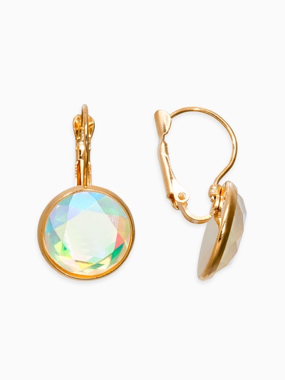 Серьги со стразами «Яркая классика» в обрамлении, радужные в золоте, d=1.4 см