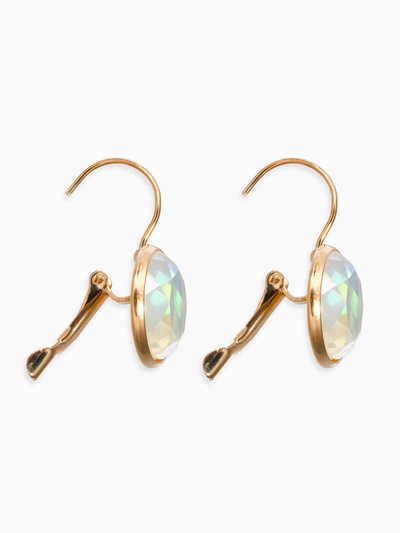 Серьги со стразами «Яркая классика», в обрамлении, радужные в золоте, d=1.4 см