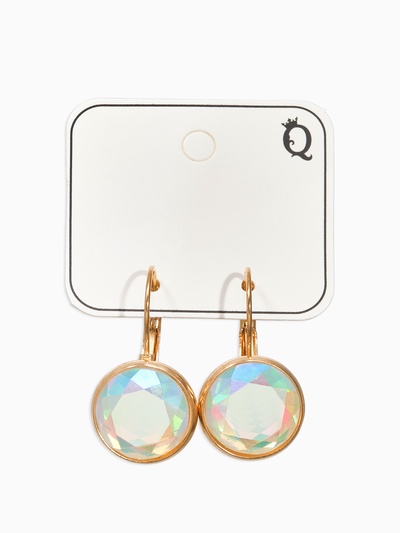 Серьги со стразами «Яркая классика», в обрамлении, радужные в золоте, d=1.4 см