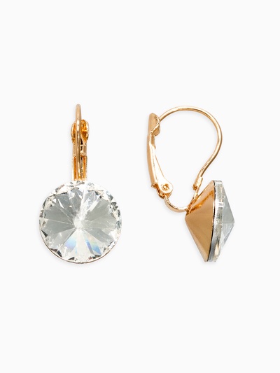 Серьги со стразами «Яркая классика», белые в золоте, d=1.4 см