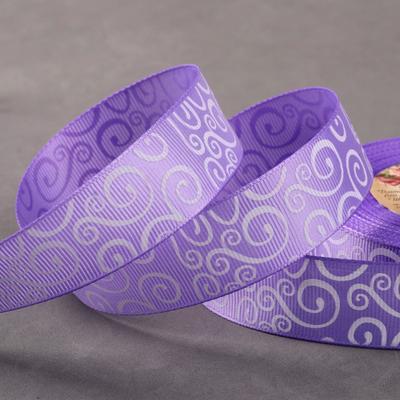 Лента репсовая «Узоры», 25 мм, 23 ± 1 м, цвет сиреневый/белый №21