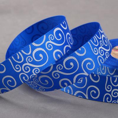 Лента репсовая «Узоры», 25 мм, 23 ± 1 м, цвет синий/белый №171