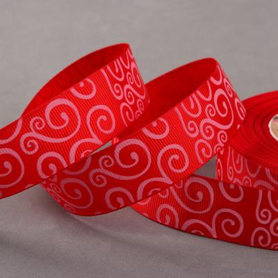 Лента репсовая «Узоры», 25 мм, 23 ± 1 м, цвет красный/белый №26