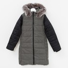 Куртка утепленная (пальто) Дара 40800-81 черный/серый меланж, рост 134 см - Фото 1