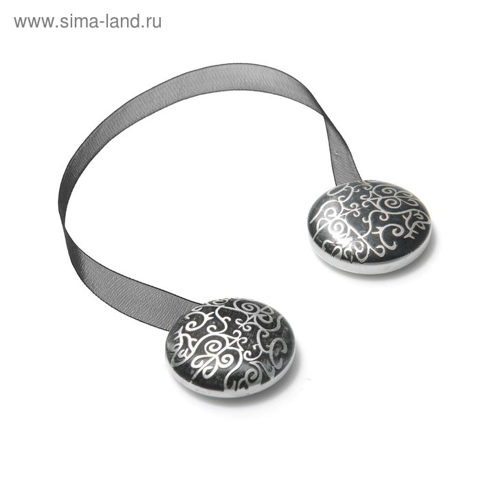 Подхват для штор на ленте "Орнамент", d=4см, цвет чёрно-золотой