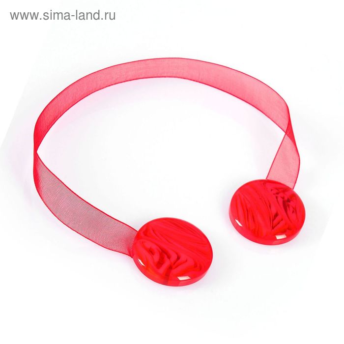 Подхват для штор на ленте "Квадрат разводы", цвет красный - Фото 1