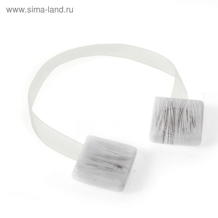 Подхват для штор на ленте "Квадрат разводы", цвет белый