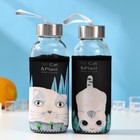 Бутылка для воды стеклянная в чехле «Хитрый котик», 300 мл, h=17 см, рисунок МИКС - фото 4623253
