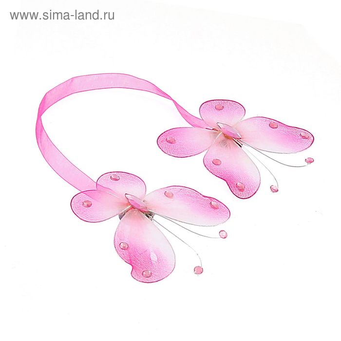 Подхват для штор на ленте "Бабочки", цвет малиновый - Фото 1