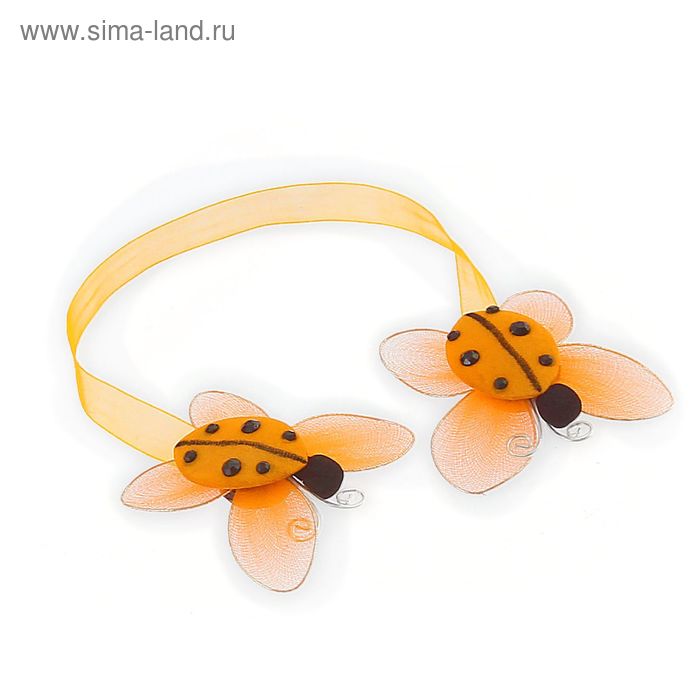 Подхват для штор на ленте "Мотыльки", цвет оранжевый - Фото 1