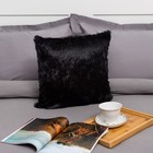 Наволочка пушистая Радуга 40*40 чёрный, 100% п/э - Фото 1