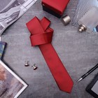 Набор мужской «Премьер» галстук 145*5см самовяз, запонки, цвет красный - Фото 1