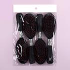 Расчёска массажная, 6 ? 21 см, цвет чёрный/серебристый (комплект 4 шт) - фото 24465856