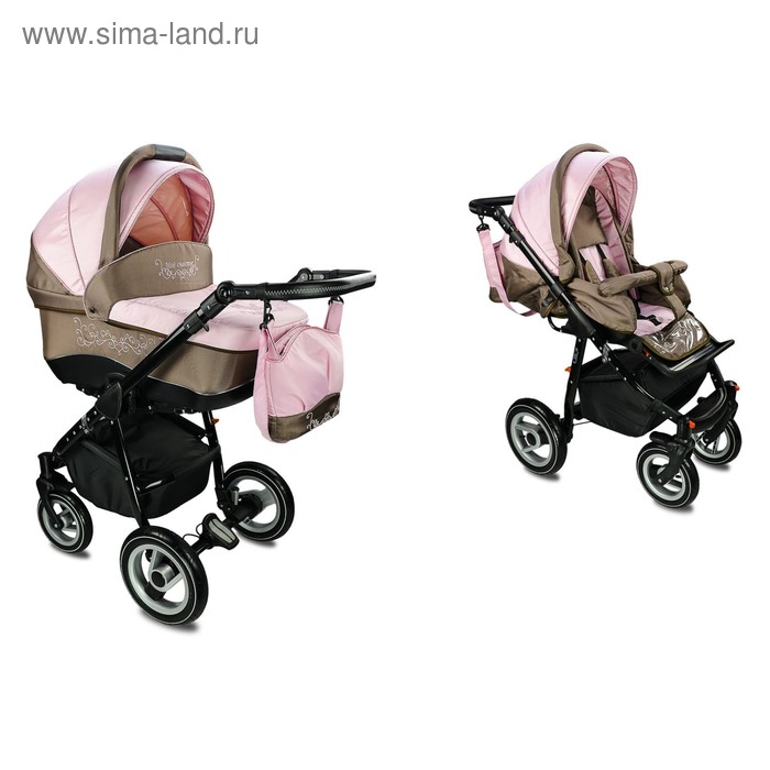 Коляска детская Кл-2 «Мое счастье» комбинированная 2 в 1, цвет розовый с коричневым - Фото 1