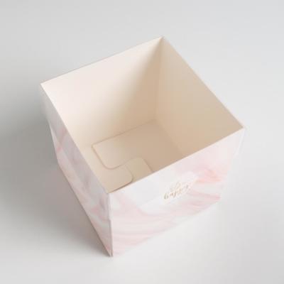 Коробка подарочная для цветов с PVC крышкой, упаковка, «Be happy», 12 х 12 х 12 см
