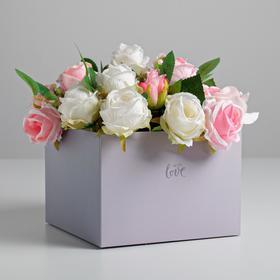 Коробка подарочная для цветов с PVC крышкой, упаковка, «With love», 17 х 12 х 17 см