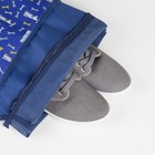 Мешок для обуви, отдел на шнурке, наружный карман на молнии, цвет синий - Фото 4