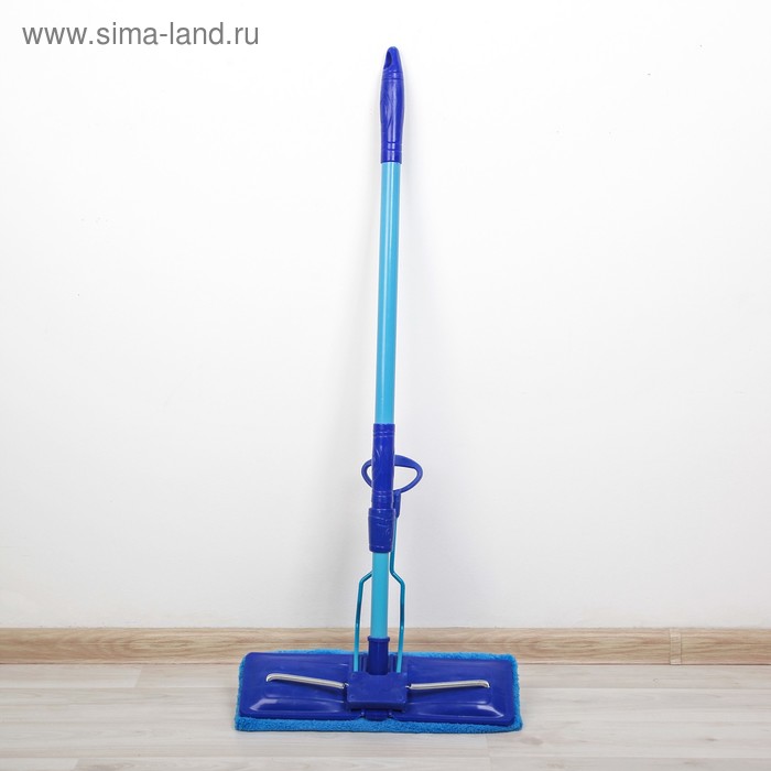 Швабра с отжимом Доляна, насадка микрофибра 32×9 см, телескопическая ручка 77-114 см, цвет синий - Фото 1