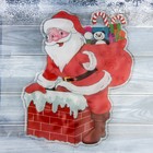 Наклейка на стекло "Дед Мороз в дымоходе" 14х17 см, красный - фото 10031794