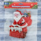 Наклейка на стекло "Дед Мороз в дымоходе" 14х17 см, красный - фото 10745503