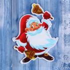 Наклейка на стекло "Дед Мороз с колокольчиками" 13,5х17,5 см, красный - Фото 1
