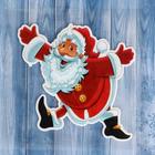 Наклейка на стекло "Дед Мороз задорный" красный 18,5х15 см - фото 6279331
